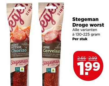 Aanbiedingen Stegeman droge worst - Stegeman - Geldig van 14/05/2017 tot 20/05/2017 bij Plus