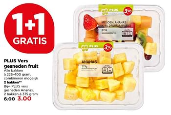 Aanbiedingen Plus vers gesneden ananas - Huismerk - Plus - Geldig van 14/05/2017 tot 20/05/2017 bij Plus