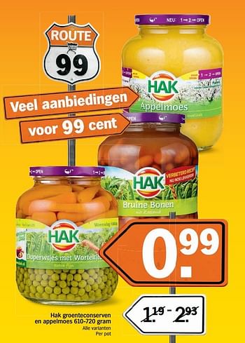 Aanbiedingen Hak groenteconserven en appelmoes - Hak - Geldig van 14/05/2017 tot 21/05/2017 bij Albert Heijn
