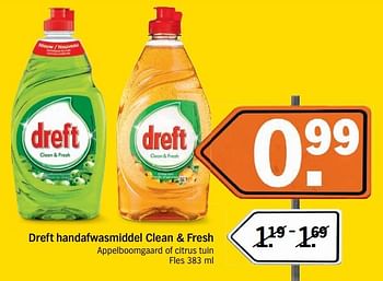 Aanbiedingen Dreft handafwasmiddel clean + fresh appelboomgaard of citrus tuin - Dreft - Geldig van 14/05/2017 tot 21/05/2017 bij Albert Heijn