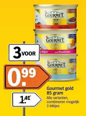 Aanbiedingen Gourmet gold alle varianten, combineren mogelijk - Purina - Geldig van 14/05/2017 tot 21/05/2017 bij Albert Heijn