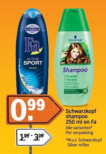 Aanbiedingen Schwarzkopf shampoo en fa - Huismerk - Albert Heijn - Geldig van 14/05/2017 tot 21/05/2017 bij Albert Heijn