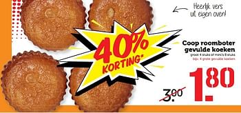 Aanbiedingen Coop roomboter gevulde koeken - Huismerk - Coop - Geldig van 15/05/2017 tot 21/05/2017 bij Coop