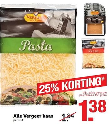 Aanbiedingen Alle vergeer kaas geraspte pastakaas - Vergeer  - Geldig van 15/05/2017 tot 21/05/2017 bij Coop