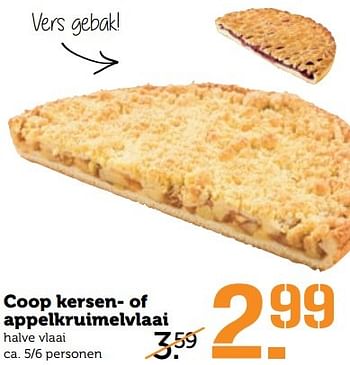 Aanbiedingen Coop kersen- of appelkruimelvlaai - Huismerk - Coop - Geldig van 15/05/2017 tot 21/05/2017 bij Coop