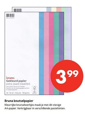 Aanbiedingen Bruna knutselpapier kleurrijke knutselwerkjes maak je met dit stevige a4-papier - Huismerk-Bruna - Geldig van 12/05/2017 tot 21/05/2017 bij Bruna