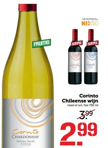 Aanbiedingen Corinto chileense wijn - Witte wijnen - Geldig van 15/05/2017 tot 21/05/2017 bij Coop