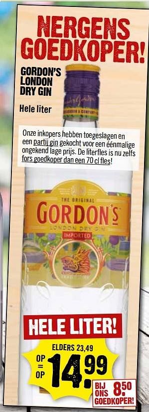 Aanbiedingen Gordon`s london dry gin - Gordon's - Geldig van 15/05/2017 tot 21/05/2017 bij Dirk III