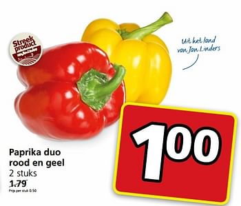 Aanbiedingen Paprika duo rood en geel - Huismerk - Jan Linders - Geldig van 15/05/2017 tot 21/05/2017 bij Jan Linders