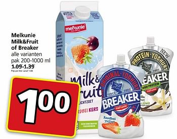 Aanbiedingen Melkunie milk+fruit of breaker - Melkunie - Geldig van 15/05/2017 tot 21/05/2017 bij Jan Linders