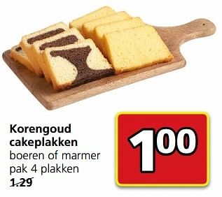 Aanbiedingen Korengoud cakeplakken boeren of marmer - Korengoud - Geldig van 15/05/2017 tot 21/05/2017 bij Jan Linders