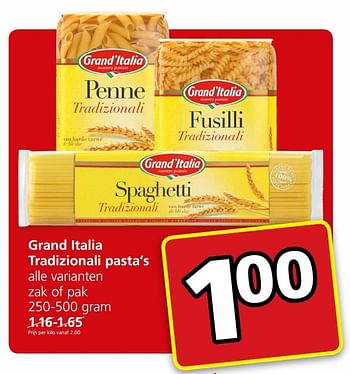Aanbiedingen Grand italia tradizionali pasta`s - Grand Italia - Geldig van 15/05/2017 tot 21/05/2017 bij Jan Linders