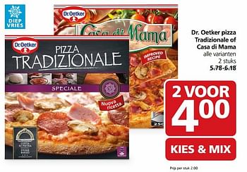 Aanbiedingen Dr. oetker pizza tradizionale of casa di mama - Dr. Oetker - Geldig van 15/05/2017 tot 21/05/2017 bij Jan Linders