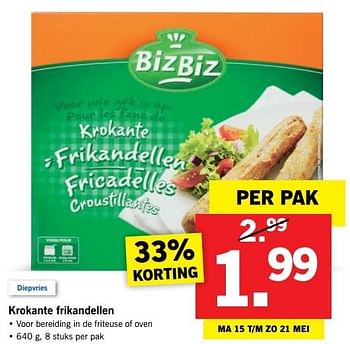 Aanbiedingen Krokante frikandellen - BizBiz - Geldig van 14/05/2017 tot 21/05/2017 bij Lidl