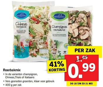 Aanbiedingen Roerbakmix - Saladinettes - Geldig van 14/05/2017 tot 21/05/2017 bij Lidl