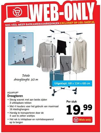 Aanbiedingen Droogtoren - AquaPur - Geldig van 14/05/2017 tot 21/05/2017 bij Lidl