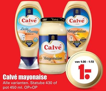 Aanbiedingen Calvé mayonaise alle varianten - Calve - Geldig van 15/05/2017 tot 21/05/2017 bij Lekker Doen