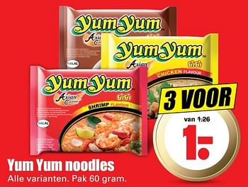 Aanbiedingen Yum yum noodles alle varianten - Yum Yum - Geldig van 15/05/2017 tot 21/05/2017 bij Lekker Doen