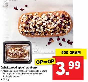 Aanbiedingen Gehaktbrood appel-cranberry - Huismerk - Lidl - Geldig van 14/05/2017 tot 21/05/2017 bij Lidl