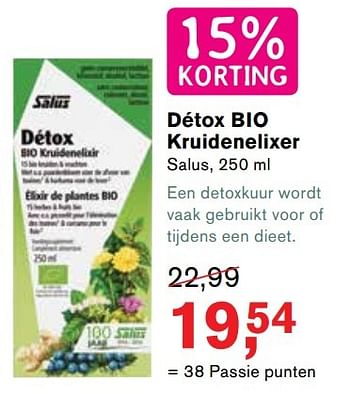 Aanbiedingen Détox bio kruidenelixer - Salus - Geldig van 08/05/2017 tot 28/05/2017 bij Holland & Barrett