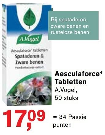 Aanbiedingen Aesculaforce4 tabletten - A. Vogel - Geldig van 08/05/2017 tot 28/05/2017 bij Holland & Barrett