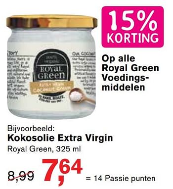 Aanbiedingen Kokosolie extra virgin - Royal Green - Geldig van 08/05/2017 tot 28/05/2017 bij Holland & Barrett