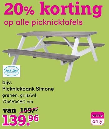 Aanbiedingen Picknickbank simone - Huismerk - Leen Bakker - Geldig van 08/05/2017 tot 21/05/2017 bij Leen Bakker