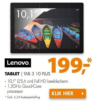 Aanbiedingen Lenovo tablet tab 3 10 plus - Lenovo - Geldig van 13/05/2017 tot 21/05/2017 bij Expert