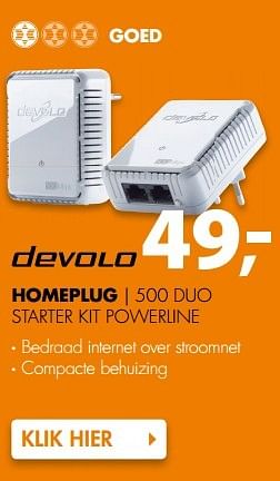 Aanbiedingen Devolo homeplug 500 duo starter kit powerline - Devolo - Geldig van 13/05/2017 tot 21/05/2017 bij Expert