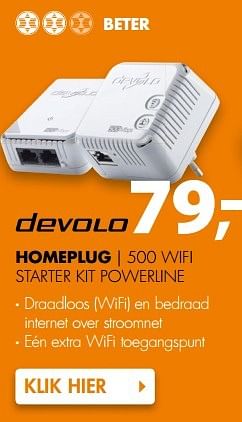 Aanbiedingen Devolo homeplug 500 wifi starter kit powerline - Devolo - Geldig van 13/05/2017 tot 21/05/2017 bij Expert
