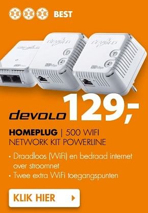 Aanbiedingen Devolo homeplug 500 wifi network kit powerline - Devolo - Geldig van 13/05/2017 tot 21/05/2017 bij Expert