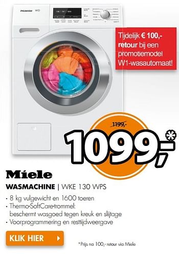 Aanbiedingen Miele wasmachine wke 130 wps - Miele - Geldig van 13/05/2017 tot 21/05/2017 bij Expert