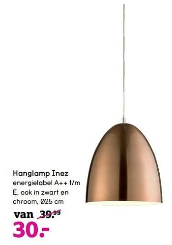 Aanbiedingen Hanglamp inez - Huismerk - Leen Bakker - Geldig van 11/05/2017 tot 21/05/2017 bij Leen Bakker