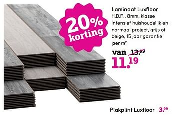 Aanbiedingen Laminaat luxfloor - Huismerk - Leen Bakker - Geldig van 11/05/2017 tot 21/05/2017 bij Leen Bakker