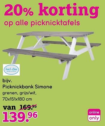 Aanbiedingen Picknickbank simone - Huismerk - Leen Bakker - Geldig van 11/05/2017 tot 21/05/2017 bij Leen Bakker