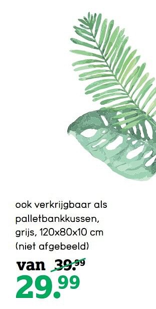 Aanbiedingen Ook verkrijgbaar als palletbankkussen, grijs - Huismerk - Leen Bakker - Geldig van 11/05/2017 tot 21/05/2017 bij Leen Bakker