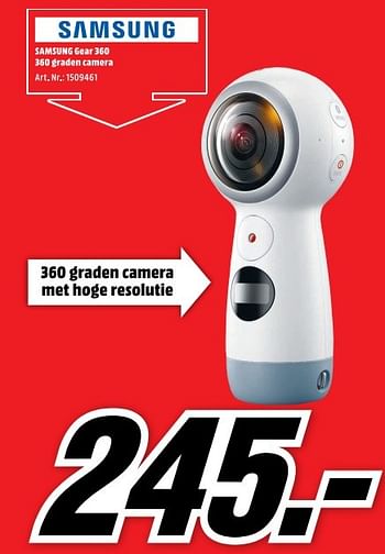 Aanbiedingen Samsung gear 360 360 graden camera - Samsung - Geldig van 15/05/2017 tot 21/05/2017 bij Media Markt