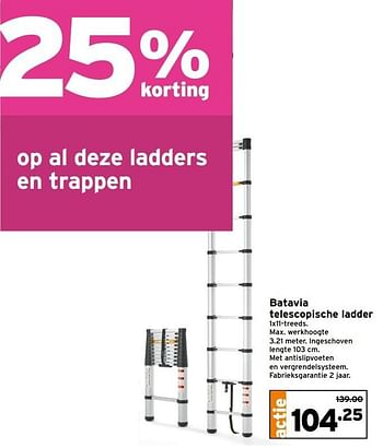 Aanbiedingen Batavia telescopische ladder - Batavia - Geldig van 15/05/2017 tot 21/05/2017 bij Gamma