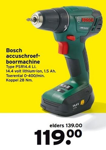 Aanbiedingen Bosch accuschroefboormachine psr14.4 li - Bosch - Geldig van 15/05/2017 tot 21/05/2017 bij Gamma
