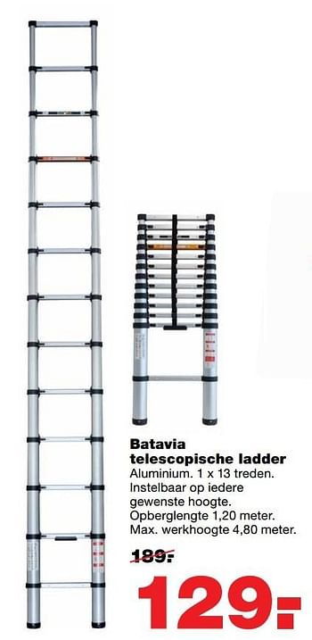 Aanbiedingen Batavia telescopische ladder - Batavia - Geldig van 15/05/2017 tot 21/05/2017 bij Praxis