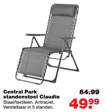 Aanbiedingen Central park standenstoel claudio - Central Park - Geldig van 15/05/2017 tot 21/05/2017 bij Praxis