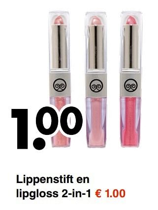 Aanbiedingen Lippenstift en lipgloss 2-in-1 - Huismerk - Wibra - Geldig van 15/05/2017 tot 27/05/2017 bij Wibra