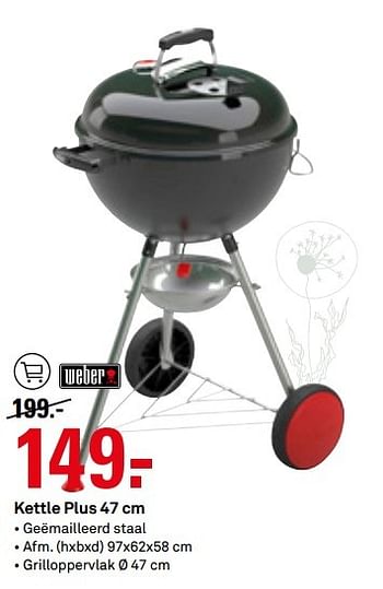 Aanbiedingen Weber kettle plus 47 cm - Weber - Geldig van 15/05/2017 tot 21/05/2017 bij Karwei