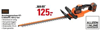 Aanbiedingen Black + decker accuheggenschaar gtc18504pc 18v li-ion - Black &amp; Decker - Geldig van 15/05/2017 tot 21/05/2017 bij Karwei