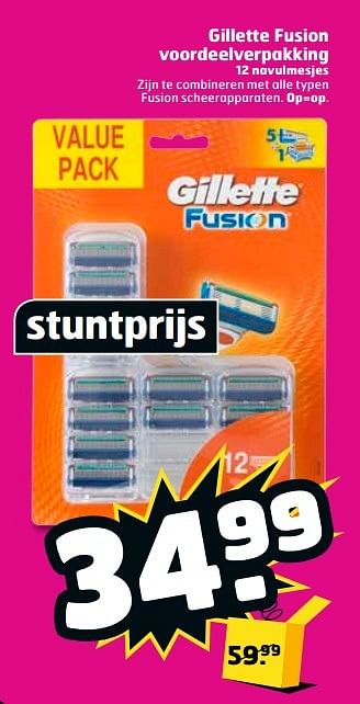 Aanbiedingen Gillette fusion voordeelverpakking - Gillette - Geldig van 16/05/2017 tot 21/05/2017 bij Trekpleister