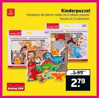 Aanbiedingen Kinderpuzzel - Playing Kids - Geldig van 16/05/2017 tot 21/05/2017 bij Trekpleister