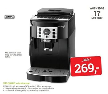 Aanbiedingen Delonghi volautomaat ecam20110b - Delonghi - Geldig van 17/05/2017 tot 17/05/2017 bij BCC