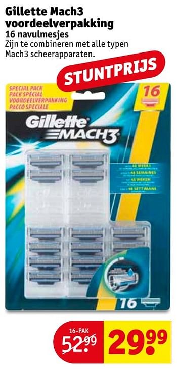 Aanbiedingen Gillette mach3 voordeelverpakking - Gillette - Geldig van 16/05/2017 tot 28/05/2017 bij Kruidvat