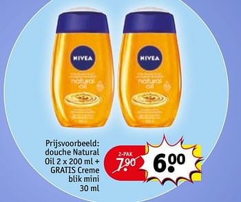Aanbiedingen Douche natural oil + gratis creme blik mini - Nivea - Geldig van 16/05/2017 tot 28/05/2017 bij Kruidvat