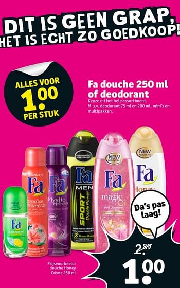 Aanbiedingen Fa douche 250ml of deodorant - Fa - Geldig van 16/05/2017 tot 28/05/2017 bij Kruidvat